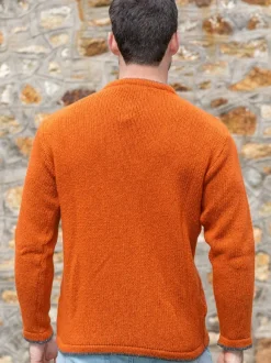 Online Sweater Shop Men's Crew Neck Wool and Cashmere Sweater Terracotta