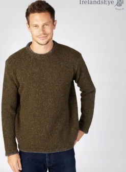 Online Sweater Shop Men's Crew Neck Wool and Cashmere Sweater Loden