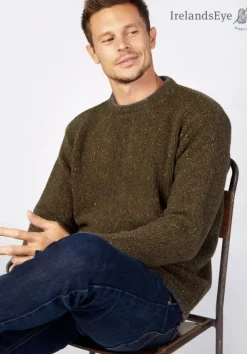 Online Sweater Shop Men's Crew Neck Wool and Cashmere Sweater Loden