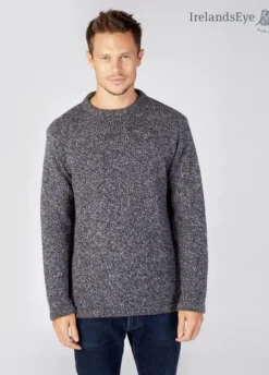 Outlet Sweater Shop Men's Crew Neck Wool and Cashmere Sweater Navy marl