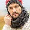Sale Sweater Shop Mens Crochet Hat Red and Charcoal Rim