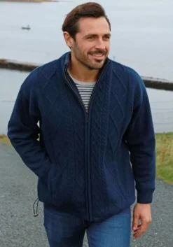 New Sweater Shop Men's Full Zip Lined Cardigan Navy