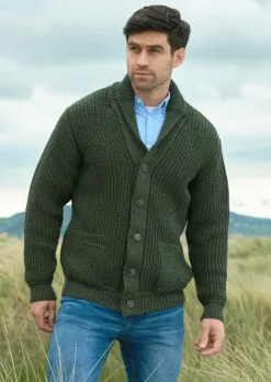 New Sweater Shop Men's ribbed cardigan Army Green