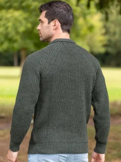 Best Sweater Shop Mens Ribbed Crew Neck Sweater Green