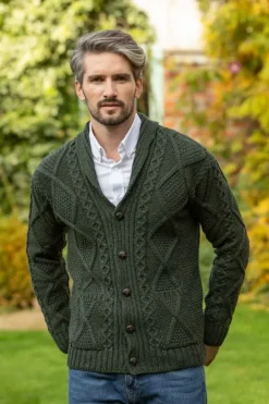 New Sweater Shop Mens V Neck Cardigan Army Green
