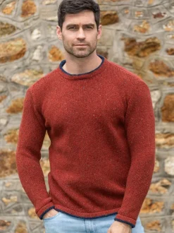 Hot Sweater Shop Men's Wool and Cashmere Crew Neck Copper Marl