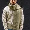 Clearance Sweater Shop Men's Wool and Cashmere Moss Green Herringbone Scarf
