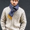 Discount Sweater Shop Men's Wool and Cashmere Navy/Mustard Herringbone Scarf 2433