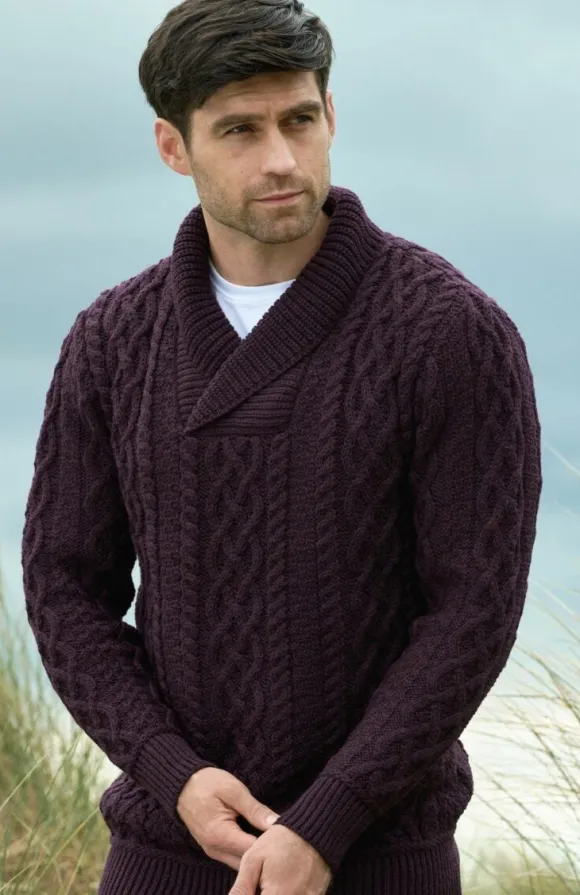 Discount Sweater Shop Merino Shawl Neck Damson
