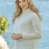 Discount Sweater Shop Merino Wool & Cashmere High Neck Sweater Royal White