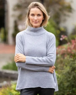 New Sweater Shop Merino Wool & Cashmere High Neck Silver