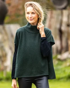 Outlet Sweater Shop Merino Wool and Cashmere Short Sleeve Sweater Olive