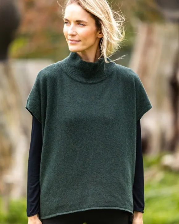 Outlet Sweater Shop Merino Wool and Cashmere Short Sleeve Sweater Olive