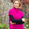 Discount Sweater Shop Merino Wool and Cashmere Short Sleeve Sweater Fuchsia