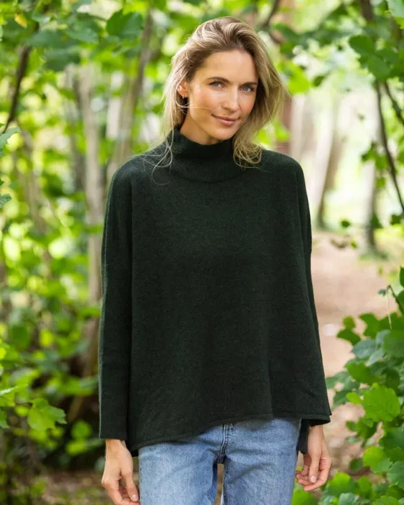 New Sweater Shop Merino Wool and Cashmere High Neck Sweater Olive