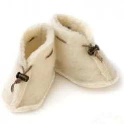Online Sweater Shop Merino Wool Baby Booties - Natural