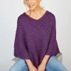 Discount Sweater Shop Merino Wool V Neck Poncho - Pink Mix