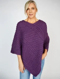 Discount Sweater Shop Merino Wool V Neck Poncho - Pink Mix