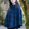 Discount Sweater Shop Mucros Tweed Poncho Navy and Green