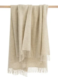 Hot Sweater Shop Natural Wool Eco Throw Ecru Herringbone