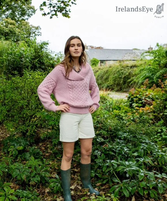Online Sweater Shop Oversized Shawl Collar Sweater Pale Pink