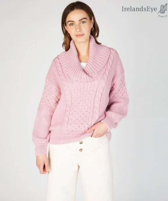Online Sweater Shop Oversized Shawl Collar Sweater Pale Pink
