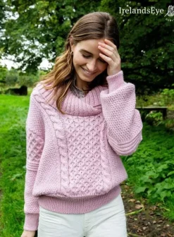 Online Sweater Shop Oversized Shawl Collar Sweater Pale Pink