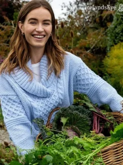Outlet Sweater Shop Oversized Shawl Collar Sweater Ice Blue