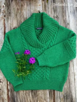 Hot Sweater Shop Oversized Shawl Collar Sweater Green Marl