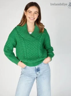 Hot Sweater Shop Oversized Shawl Collar Sweater Green Marl