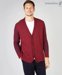 Online Sweater Shop Pinstripe Cardigan Sunrise Red