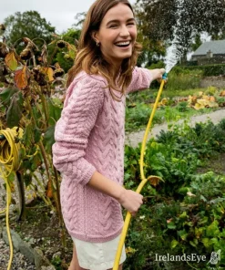 Outlet Sweater Shop Primrose Aran Sweater Pale Pink