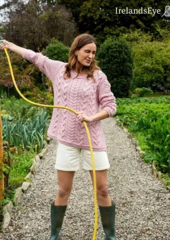 Outlet Sweater Shop Primrose Aran Sweater Pale Pink