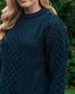 Sale Sweater Shop Pure Wool Aran Sweater Unisex Black Watch