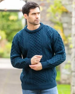 Sale Sweater Shop Pure Wool Aran Sweater Unisex Black Watch