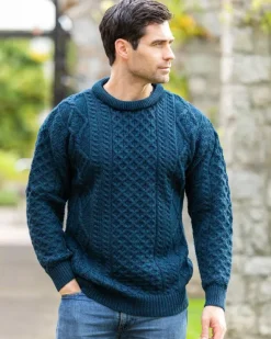 Sale Sweater Shop Pure Wool Aran Sweater Unisex Black Watch