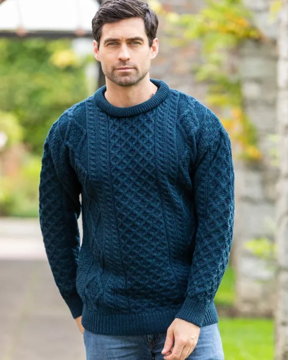 Sale Sweater Shop Pure Wool Aran Sweater Unisex Black Watch