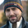 Hot Sweater Shop Rib Pullon Hat Charcoal with yellow/red band