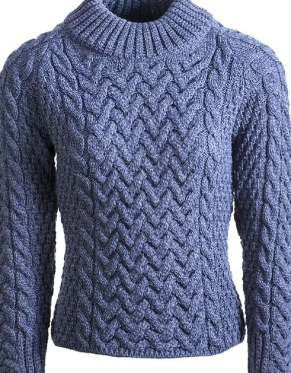 Hot Sweater Shop Shaped Crew Neck Sweater Merino Wool Denim Blue