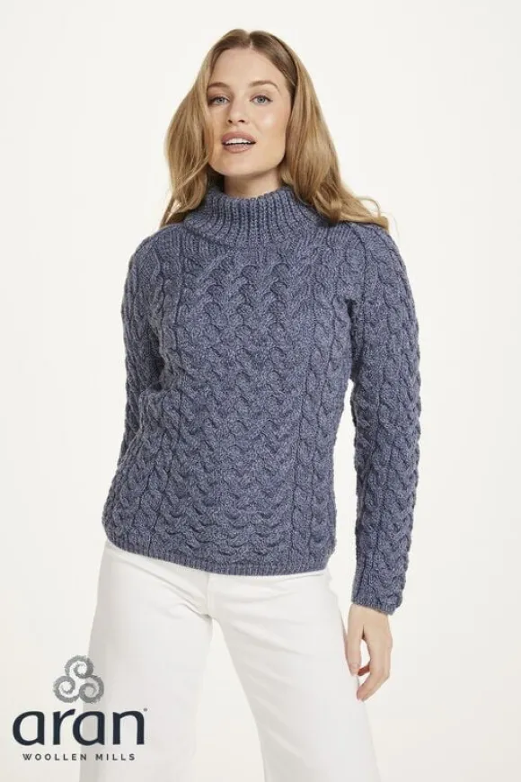 Hot Sweater Shop Shaped Crew Neck Sweater Merino Wool Denim Blue