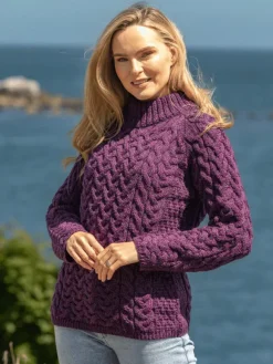 New Sweater Shop Shaped Crew Neck Sweater Merino Wool Purple