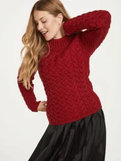 Clearance Sweater Shop Shaped Crew Neck Sweater Red