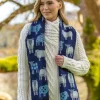 Fashion Sweater Shop Sheep Motif Scarf Navy