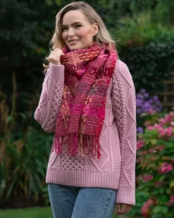Best Sweater Shop Suantrai of Ireland Open Weave Wool Scarf Pink