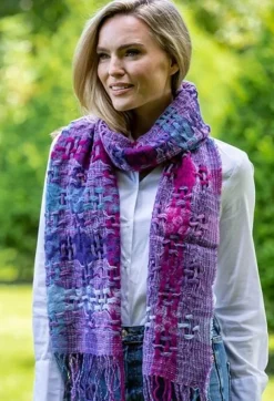 Fashion Sweater Shop Suantrai of Ireland Scarf Open Weave Purple Fuschia