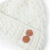 Best Sweater Shop Super Soft Aran Hat with Triskelion Buttons - natural