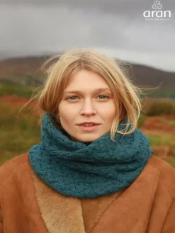 Hot Sweater Shop Super Soft Aran Snood Blue Irish Sea