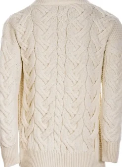 Fashion Sweater Shop Super Soft Aran V Neck Cardigan Natural