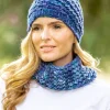 Sale Sweater Shop Super Soft Handmade in Ireland Snood and Spiral Hat Set - Blue Mix