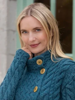 New Sweater Shop Super Soft Merino Wool Aran Cardigan Teal